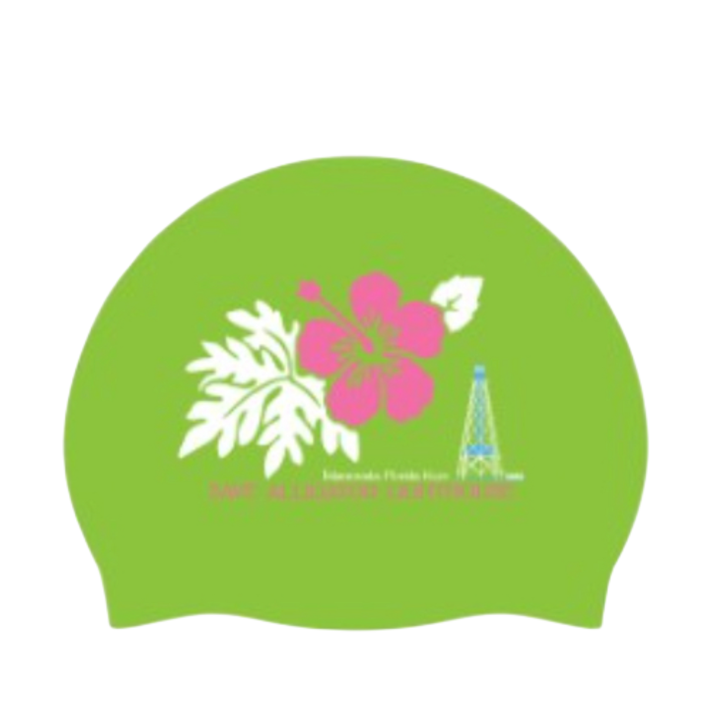 Swim Cap - Green with Flower